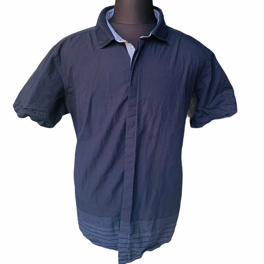 Ryan Seacrest Mens Dash Print Button Up Shirt - Picture 1 of 4